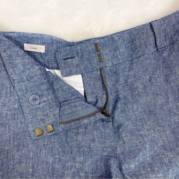 Loft Scallop Hem Linen Blend Chambray Shorts Blue Size 4 - Picture 5 of 9